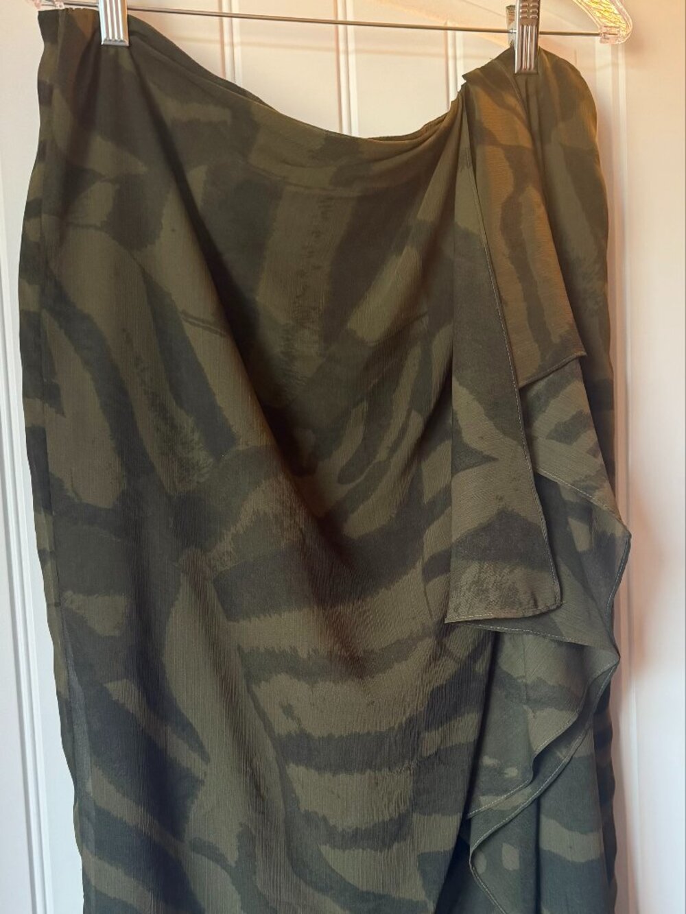 Ralph Lauren Olive Green Camoflauge Long Skirt - Size 16